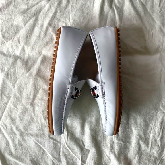 NIB Authentic Gucci Unisex Leather Moccasin Driver Loafers w/ Web details - Picture 2 of 8